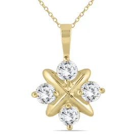 1 Ctw Natural Diamond Snowflake Pendant In 10K Yellow Gold