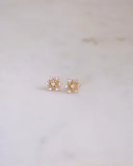 14K Solid Gold Snowflake Stud Earrings