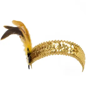 20s Gold Feather Flapper Headband