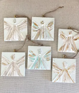 Angel Wood Block Ornaments