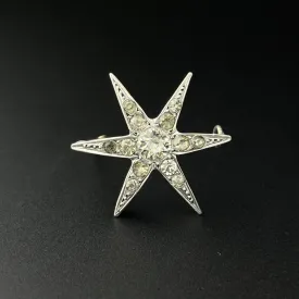 Antique Silver Paste Rhinestone Starburst Victorian Brooch