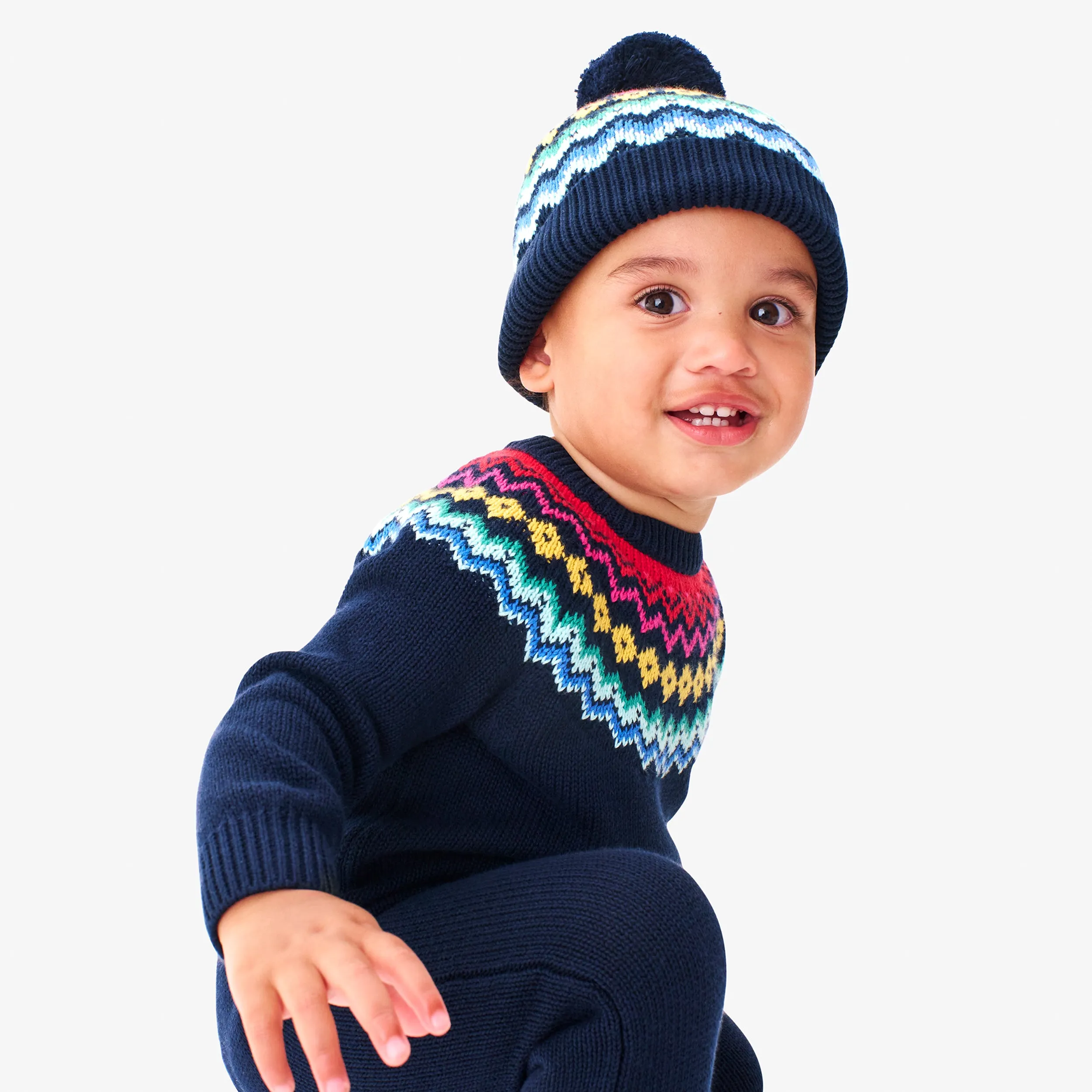 Baby rainbow fair isle beanie