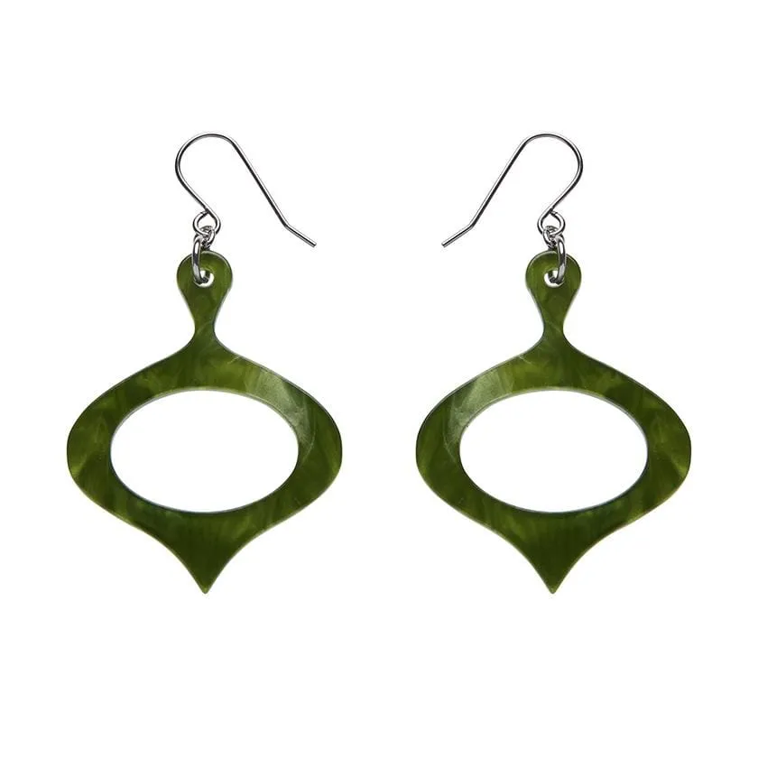 Bauble Ripple Resin Drop Earrings - Green