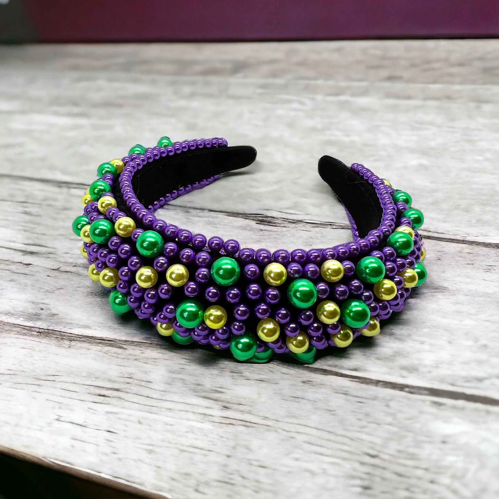 Beaded Mardi Gras Headband - Purple Green Gold, Mardi Gras Headpiece, Mardi Gras Accessories, Beaded Headband, New Orleans, Carnival Time