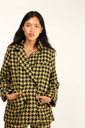 BLACK YELLOW CHECKERED JACKET BLAZER ROINA