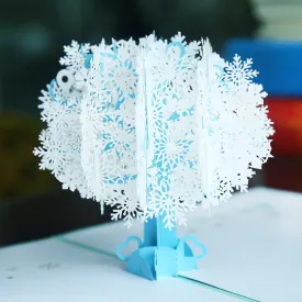 Blue Snowflake Tree 3D Pop Up Handmade Greeting Card - Perfect for Birthday Wishes Card Thinking of You, Congrats, & Thank You wishes!