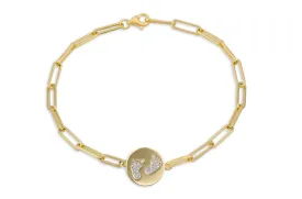 Bracelet 14kt Gold Paper Clip & Diamonds Footprints