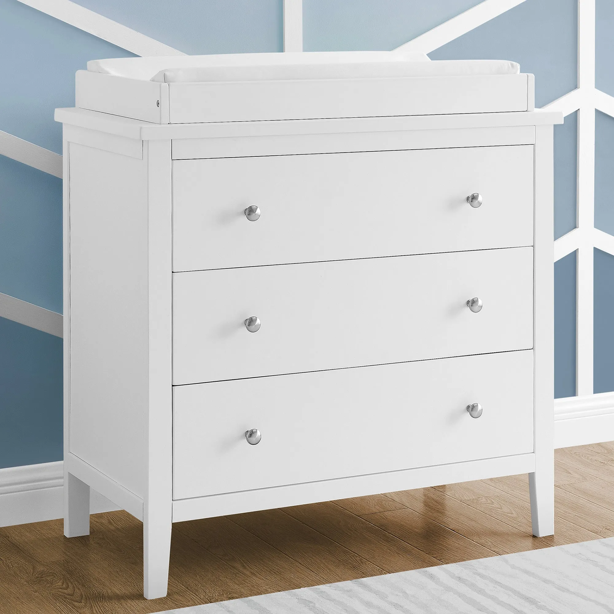 Modern Campbell Dresser with 3 Interlocking Drawers for Space-Saving Organization