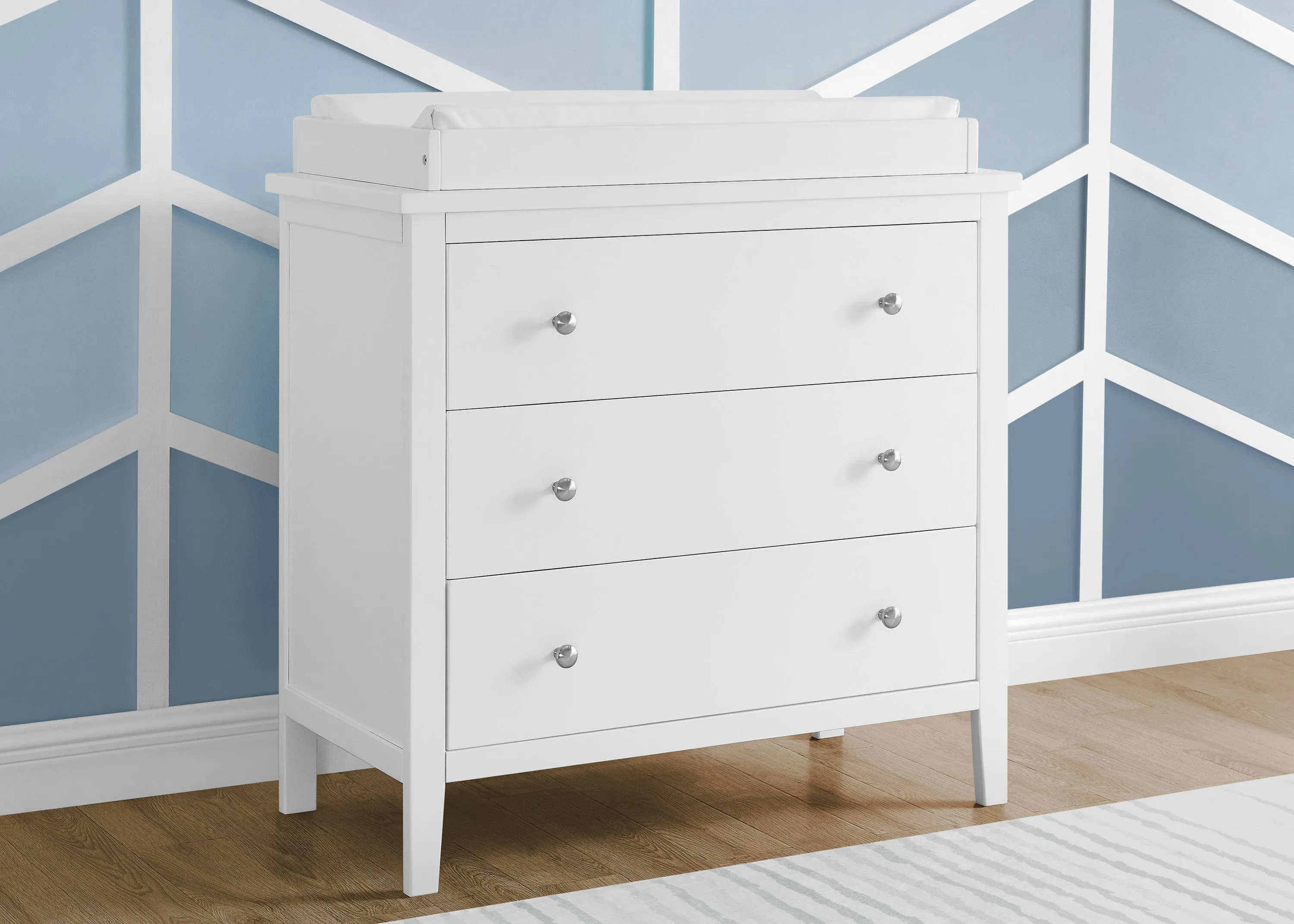 Modern Campbell Dresser with 3 Interlocking Drawers for Space-Saving Organization