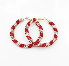 Candy Cane Hoops - Candy Cane Earrings, Handmade Earrings, Christmas Earrings, Christmas Jewelry, Handmade Jewelry, Christmas Hoops