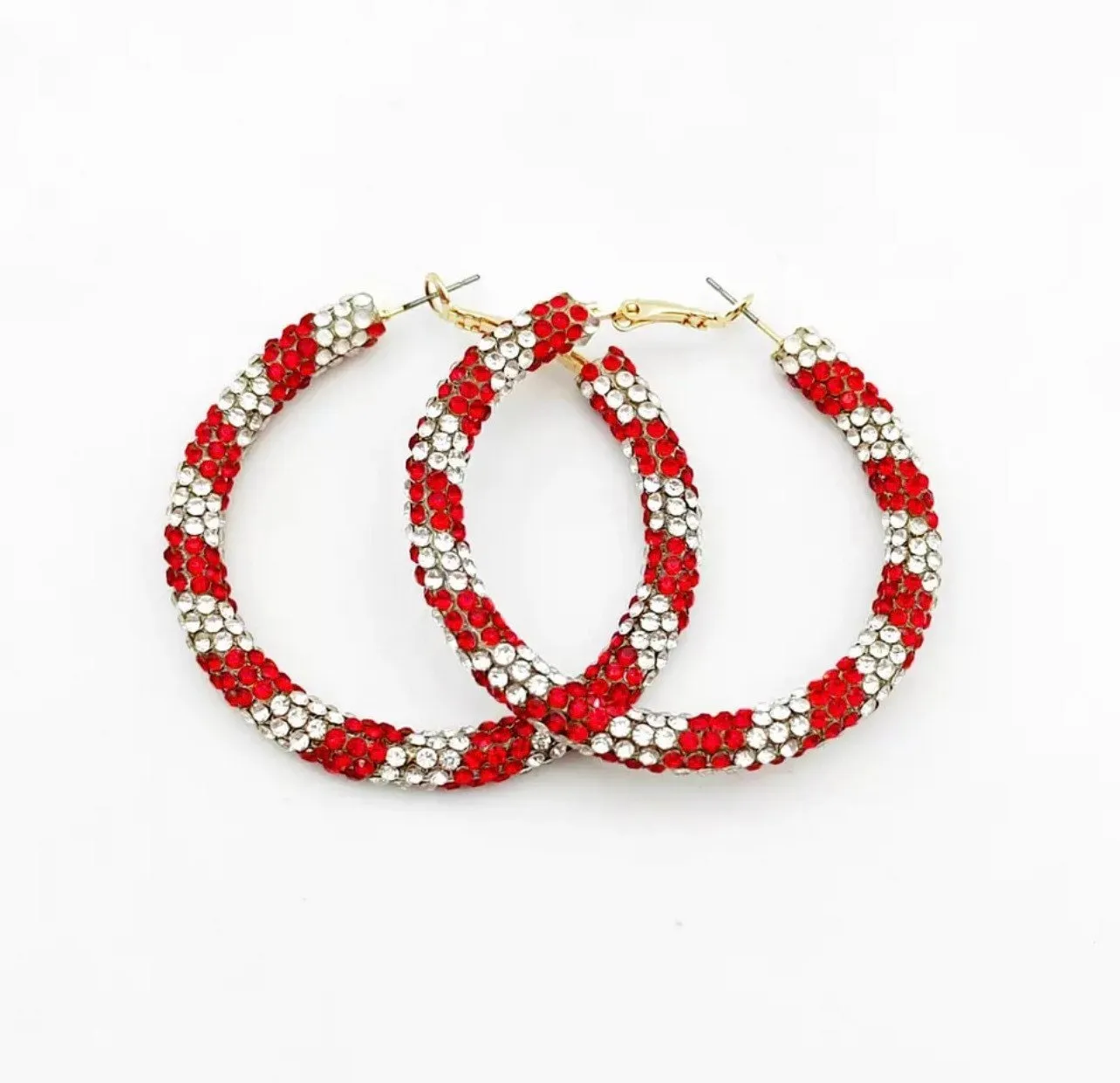 Candy Cane Hoops - Candy Cane Earrings, Handmade Earrings, Christmas Earrings, Christmas Jewelry, Handmade Jewelry, Christmas Hoops