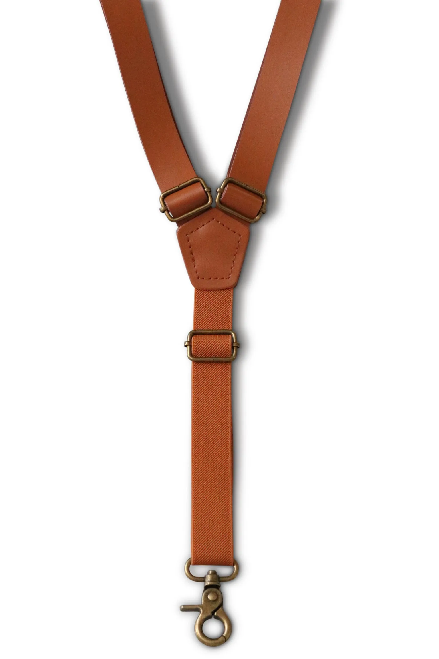 Caramel Hook Faux Leather Suspenders