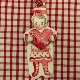 Christmas Girl Ornament - Red Heart