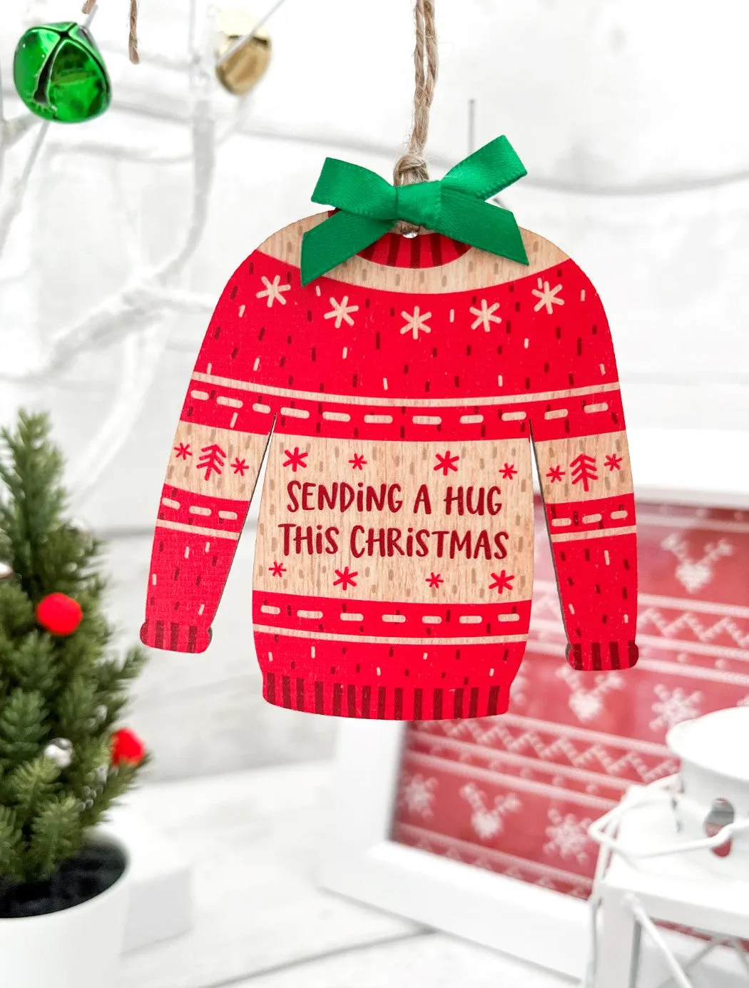 Christmas Jumper Tree Decoration ‘Sending A Hug This Christmas’