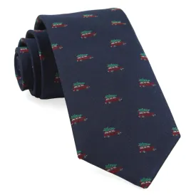 Navy Blue Holiday-Themed Necktie Perfect for Christmas Vacation