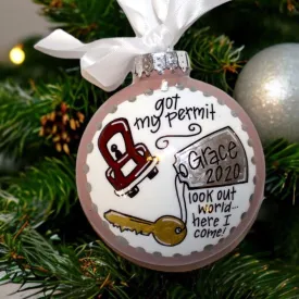 New Driver Holiday Ornament - Driving Permit Keepsake, Christmas Decoration for New Drivers, Driving Temp License Gift