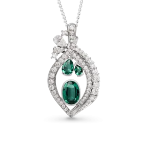 Emerald Isle. Emerald Pendant in 18ct White Gold and Diamond