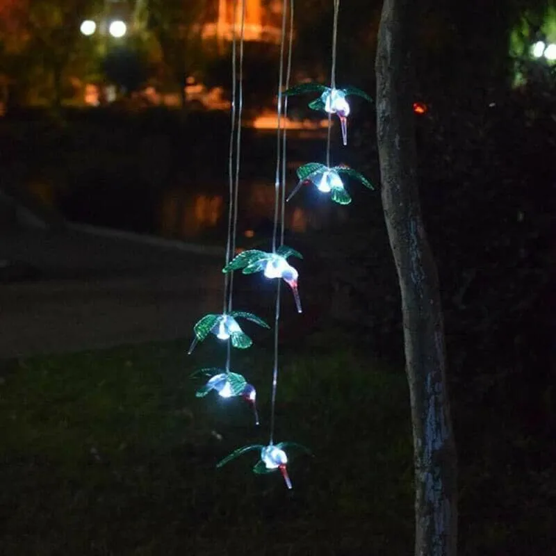 GoodVybe™ Solar LED Hummingbird Wind Chime Lights: Color-Changing Garden Decor