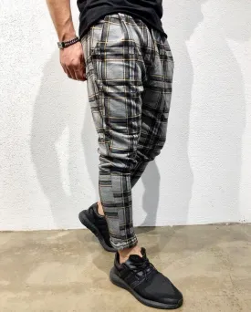 Gray Checkered Jogger Pant B142 Streetwear Jogger Pants