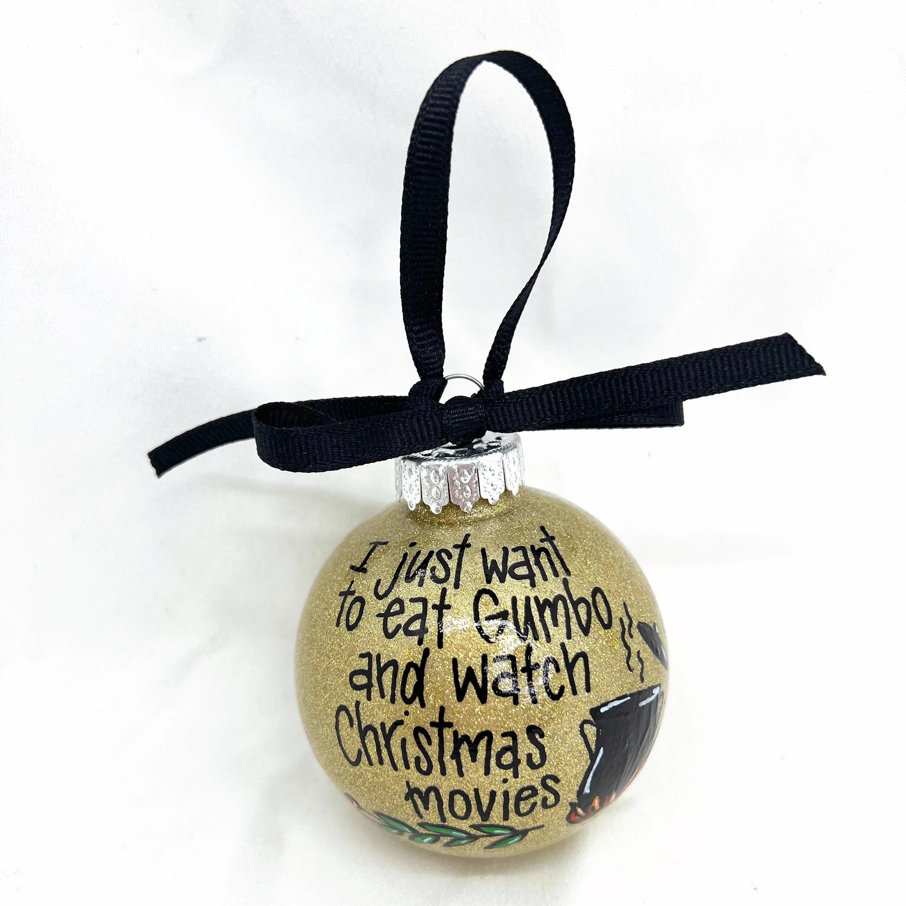 Gumbo Ornament - Watching Hallmark Movies,  Louisiana Ornament, Christmas Ornament, Holiday Ornament, Ornament Exchange, Cajun Ornament