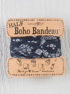 Chic Half Boho Bandeau® Headband in Black Cream Floral Print