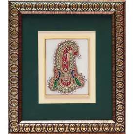 Handcrafted Jewelry Painting - Wall Hanging, Wall Decor - 22K Gold Leaf Meenakari Marble Art