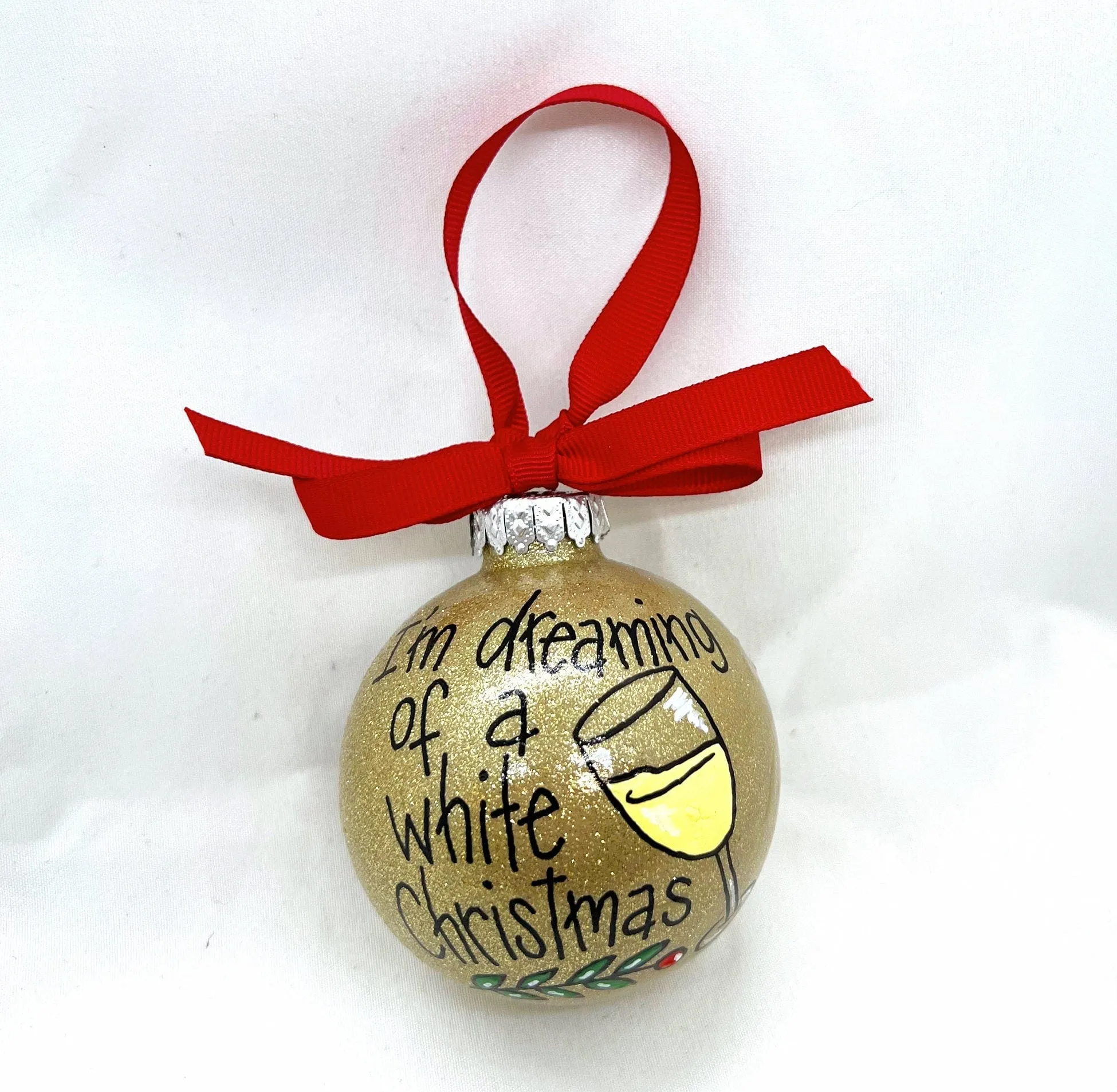 I'm Dreaming of a White Christmas Ornament - White Wine, Christmas Ornament, Holiday Ornament, Wine Glass, Ornament Exchange, Wine Lover