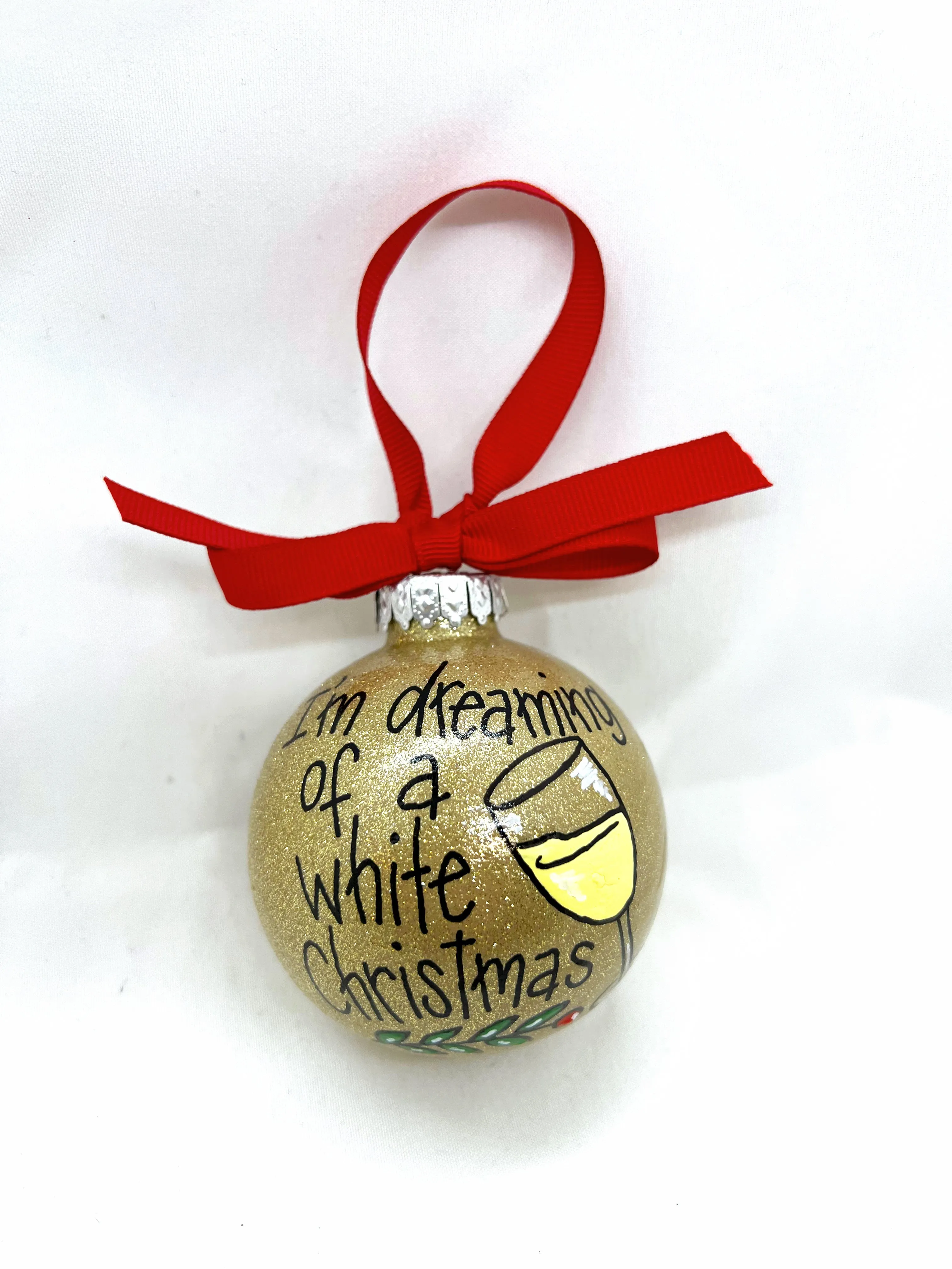 I'm Dreaming of a White Christmas Ornament - White Wine, Christmas Ornament, Holiday Ornament, Wine Glass, Ornament Exchange, Wine Lover