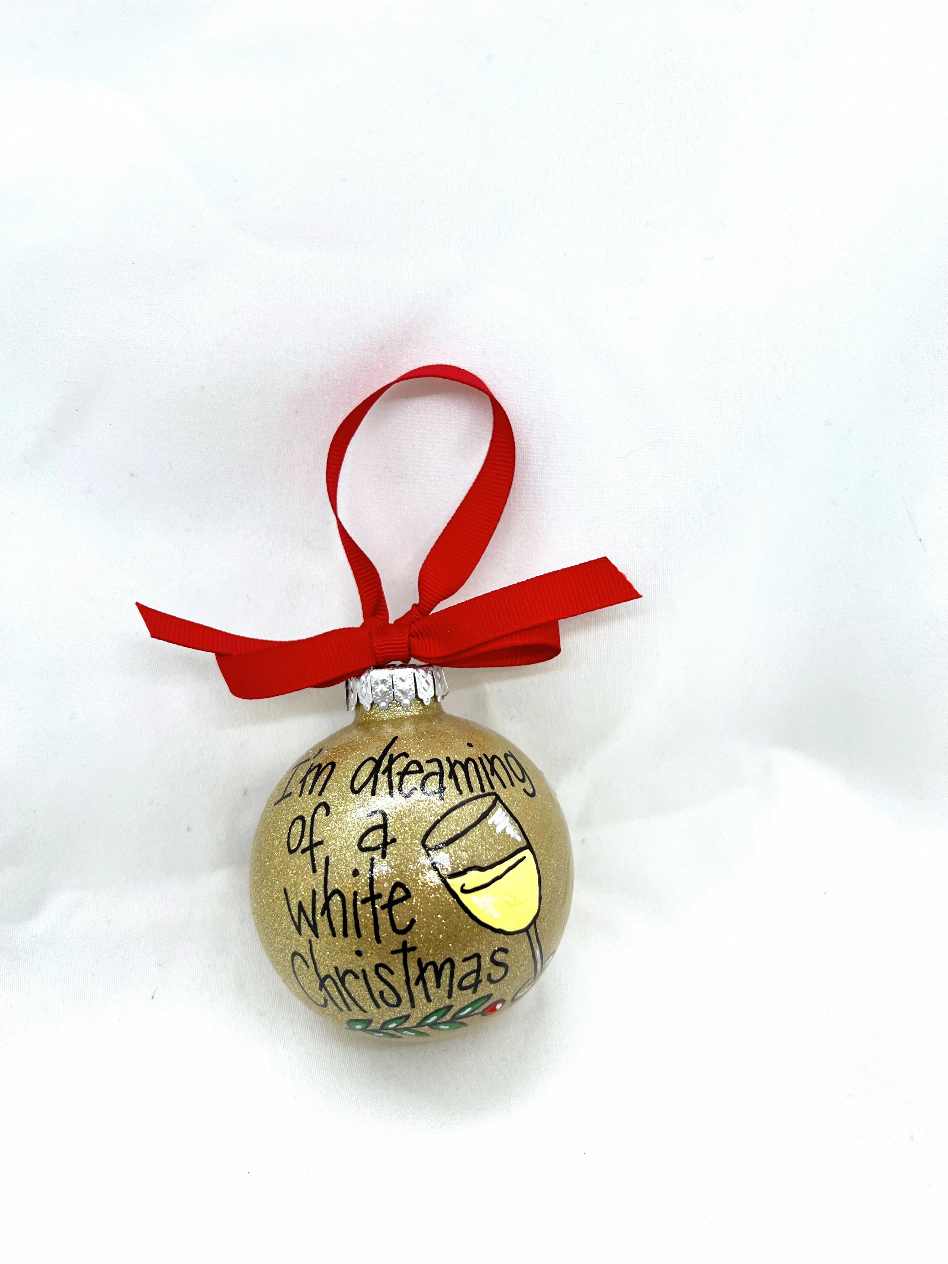 I'm Dreaming of a White Christmas Ornament - White Wine, Christmas Ornament, Holiday Ornament, Wine Glass, Ornament Exchange, Wine Lover