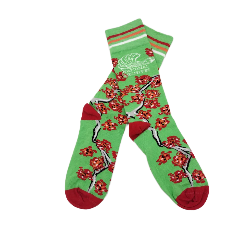 Jolly Holly Day Socks with Varsity Stripes