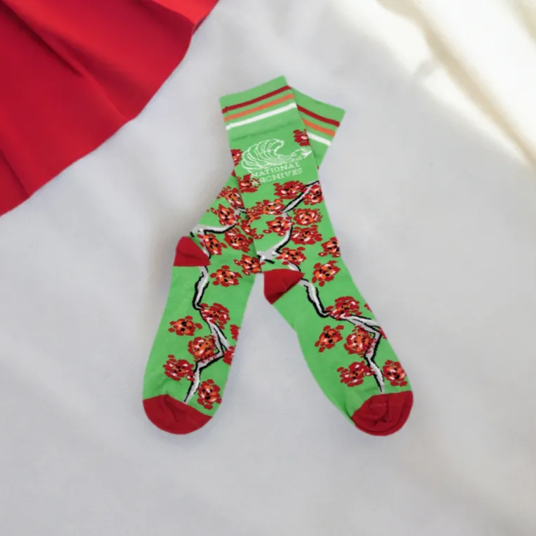 Jolly Holly Day Socks with Varsity Stripes