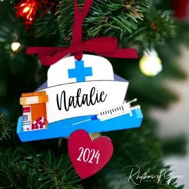 Joyful Nurses: Personalized Christmas Ornament for Your Holiday Heroes!