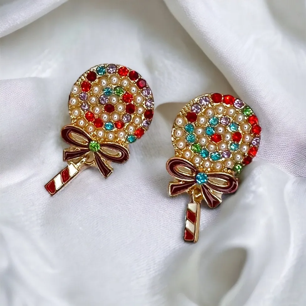 Lollipop Earrings, Christmas Candy, Christmas Earrings, Christmas Jewelry, Christmas Jewelry, Handmade Earrings, Lollipop Jewelry, Lollipops