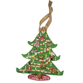 Nutcracker Embroidered Ornament - Christmas Tree