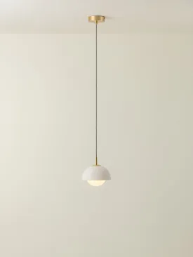 Porsa - 1 light brushed brass and warm white porcelain pendant