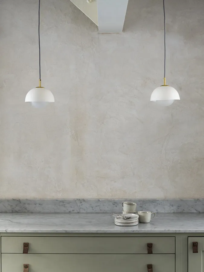 Porsa - 1 light brushed brass and warm white porcelain pendant