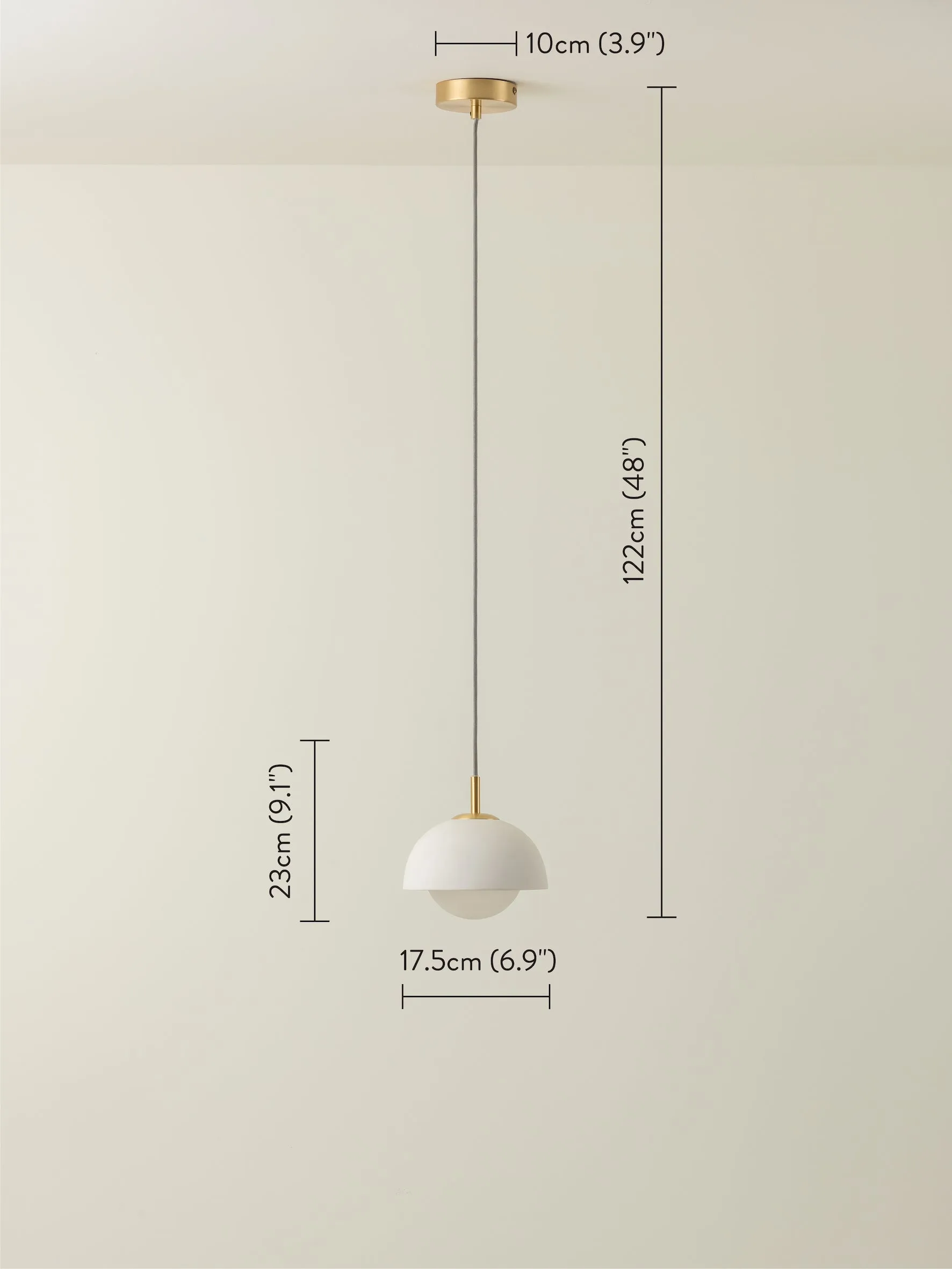 Porsa - 1 light brushed brass and warm white porcelain pendant