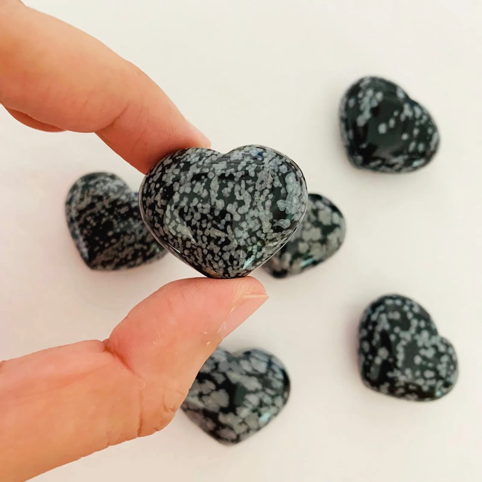 Puffy Snowflake Obsidian Hearts