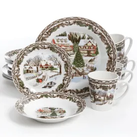 "Christmas Toile" 16-Piece Dinnerware Set