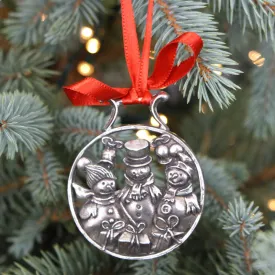 Snowman and Friends Christmas Tree Pewter Ornament Bauble Decoration