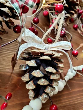 Unique Handcrafted Single Pine Cone Ornament - Perfect for Christmas Decorations and Home Decor