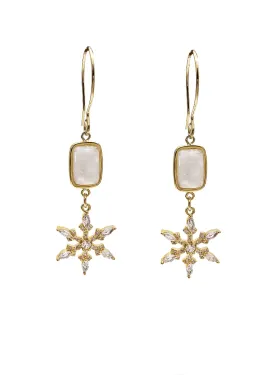 White Moonstone With Snowflake Dangle Earrings NE011